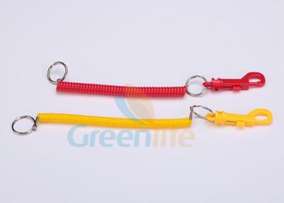 China EVA Material Red Yellow Coil Keychain With Clip , Swivel Spring Stretchy Key Chains for sale