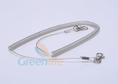 China Retractable Steel Coil Lanyard With Clip , 5M Working Length Plastic Coil Tether for sale