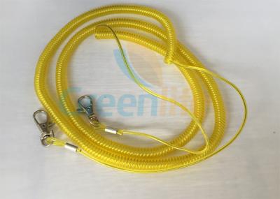 China 10M Strap Coiled Fishing Rod Lanyard Yellow Color With Snap Clip Each End for sale