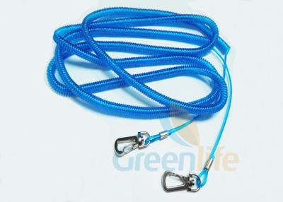 中国 ステンレス鋼ワイヤー釣ざおの締縄の安全青いPU上塗を施してある棒ロープ15M 販売のため
