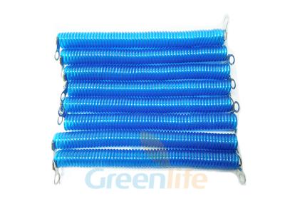 Chine La sécurité enroulée bleue transparente attache le fil de 10 cm avec des terminaux pour la connexion à vendre