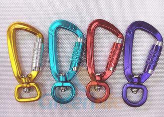 China High Security Aluminum Snap Hook Carabiner With Eyelet Multi Colours Loaded 400KG for sale