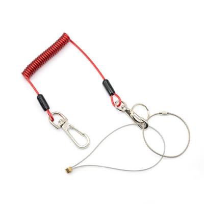 China Clear Red Cable Wire Coil Lanyard Strap Transparent Red With Loop / Swivels for sale