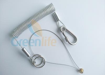 China DIY Accessories Clear Spring Steel Wire Coil Lanyard With Carabiner & Split Ring for sale