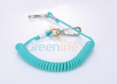 China Anchored Heavy Tool Retractable Coiled Tethers Double Triggers Light Blue for sale