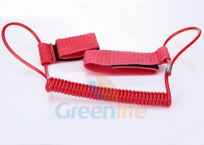 中国 1.5Mの長い質の革紐2pcsが付いている赤いプラスチックばねのコイル釣締縄 販売のため