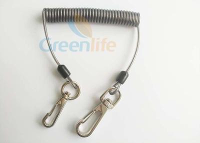China Stretched 1M Retnetion Spring Steel Wire Lanyard With Swivel Hooks Hot Style for sale