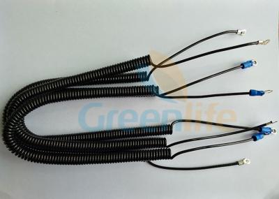 中国 2.5x300MMの二重アイレット端が付いている黒いプラスチック螺線形のコイル用具の締縄 販売のため