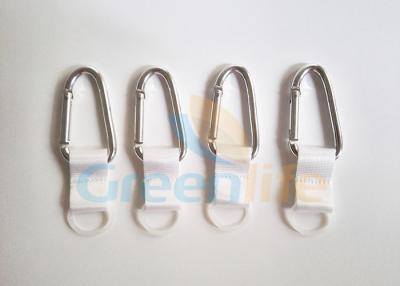 China 6CM Silver Aluminum / Polyester Snap Hook Carabiner With Short Strap for sale