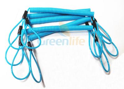 China Blue Coil Tool Lanyard Elasticated Spring Tool Tether With Double Loop Ends for sale