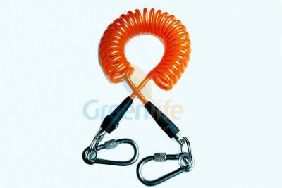 China Orange Coil Tool Lanyard 1.5M Retracted Long For Safety Scaffolding for sale