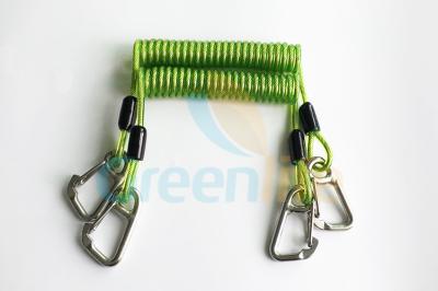 China Custom  Plastic Coil Lanyard Green Rubber Costed For Fishing Gears / Cell Phone for sale