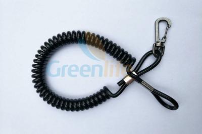 China Quick Release Coiled Key Lanyard , Retractable Tool Lanyard With Cord Loop End for sale