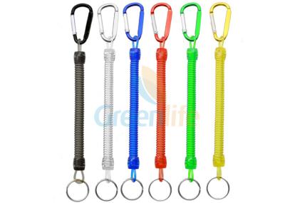 China Colorful Spring Coil Lanyard Economical Fly Fishing Accessory With Colored Carabiner for sale