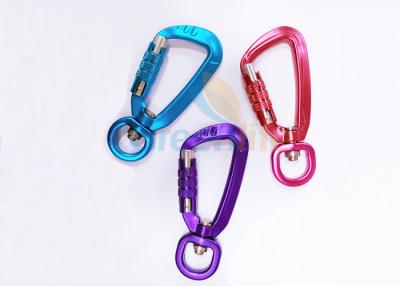 China Colorful Aviation Aluminum Carabiner Clips Breaking Force 4KN Eco Friendly With Lock for sale