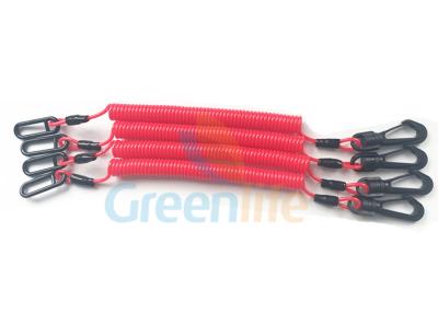 China Zurückhalten-Leinen-Handwerkzeug-Abzugsleinen-kundenspezifischer Rot-Spiralen-Bügel mit Plastikhaken/Ring zu verkaufen