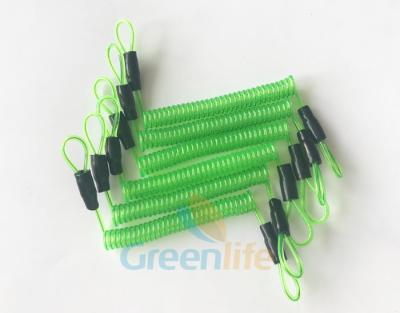 China 70CM Long Steel Wire Spring Spiral Coil Cable Transparent Green With Double Cord Loops for sale