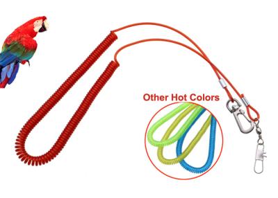 China Plastic Red Wire Coil Lanyard Parrot Fly Training Security With Snap Hook / Pin for sale