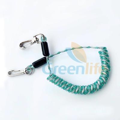 China Transparent Peak Green TPU Coiled Cable Tool Lanyard 5.0MM Cord for sale