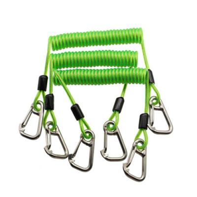 China 304 Stainless Steel Coiled Cable Tool Lanyard Clear Green Color Bearing 30KG for sale