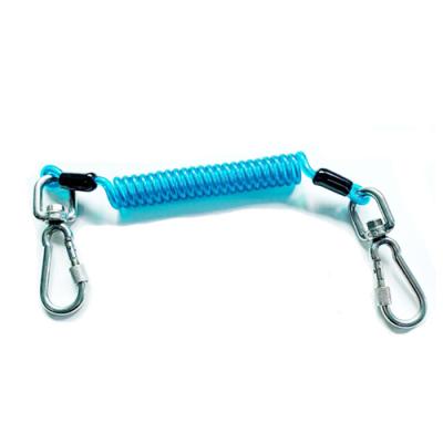 China TPU Coated Steel Wire Fall Protection Lanyard Light Blue for sale