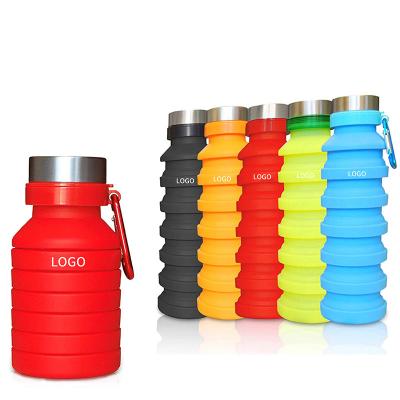 China Portable Viable Leak Proof Sports Silicone Outdoor Collapsible Reusable Camping Travel Collapsible Water Bottle For Gym Camping Hike for sale