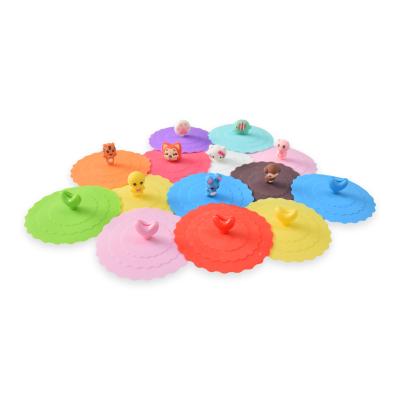 China Non Spill Reusable Dustproof Glass Cup Suction Cup Lid Silicone Coffee Cup Cover Seal Beverage Lid Airtight for sale