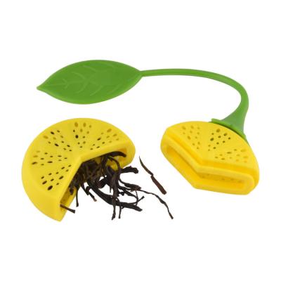 China Viable Customized Wholesale Bulk Lemon Shape Movable For Leaf Tea Strainers Filter Tea Steeper Silicone Infuser With Long Handle for sale