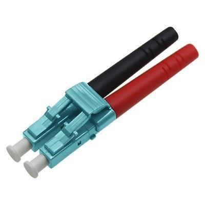 China LC OM3 3.0mm DX Multimode Fiber Connector With Black And Red Boot for sale
