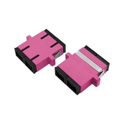 China Purple SC To SC Adapter OM4 SC SC Duplex Adapter With Flange for sale