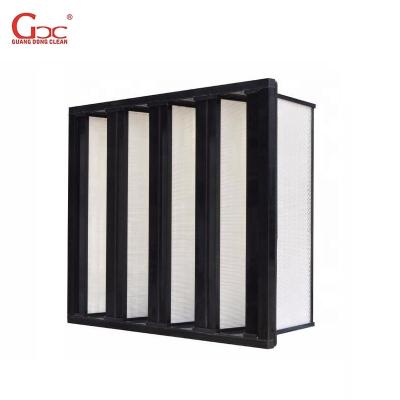 China Plastic Frame 2850m3/h V Bank F6 Cleanroom Air Filter 1000g Dust Holding for sale