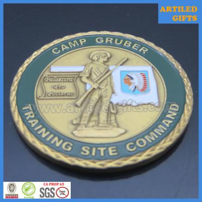 China Diamond cut Camp Gruber Training Site Command Great Seal of The State of Oklahoma coin for sale
