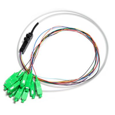 China SC APC 12core Fanout fibra óptica Pigtail SM Simplex 1,5 M fibra óptica Pigtail/divisor de circuito de onda de luz Planar en venta