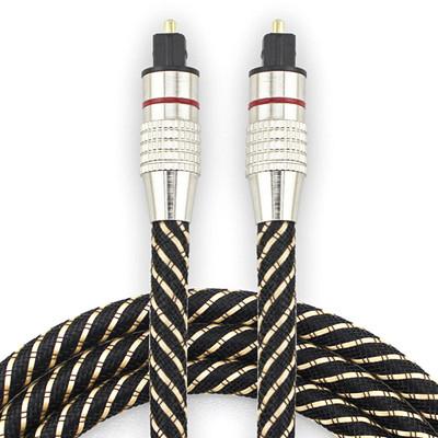 中国 Toslinkの光学デジタル ケーブルのナイロン編みこみの金属の貝の赤いリング コネクターのHiFi SPDIF 1M - SoundBarのための10M 販売のため