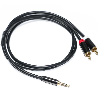 China Cable de audio RCA 3.5MM 2-1 Carcasa de metal negro para audio de automóvil 0.53M 1M 2M en venta