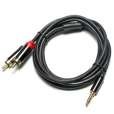 China RCA Digital Audio Cable Plated Metal Shell Black PVC cover 3.5mm Length 1.25M Golden Connector For Car audio for sale