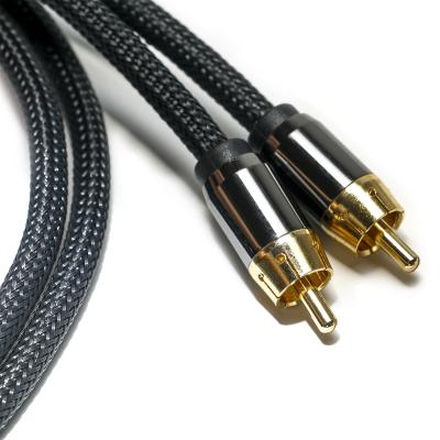 China Cable de Audio Digital RCA de 3,5 MM, cuerda de nailon de punto, carcasa de aleación de aluminio chapada, conector dorado, calidad Premium para barra de sonido en venta