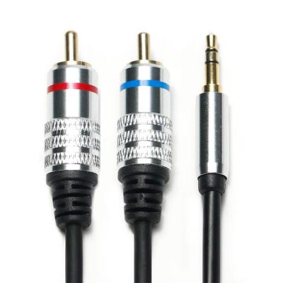 China Factory oulet RCA 3.5MM Audio Cable Red Blue Rim PCV Cover Plated Alloy For CD TV Soundbar for sale