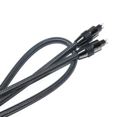China Toslink schwarzes geflochtenes Nylon-Metallgehäuse OD6.0 für den Ausgang des digitalen Lautsprecher-TV-Kabels 1,2 m zu verkaufen