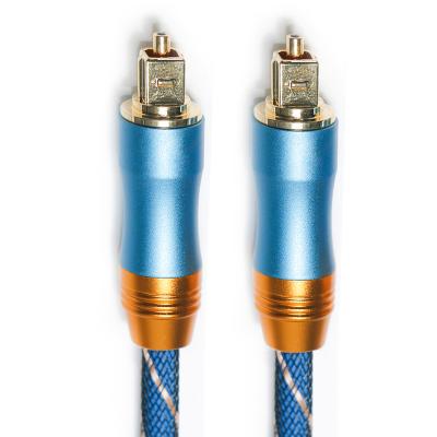 China Toslink Digital Cable Premium OD6.0 Knited Rope Plated Frosted Shell Square Interface Blue 1.5M HiFi Sound For Subwoofer à venda