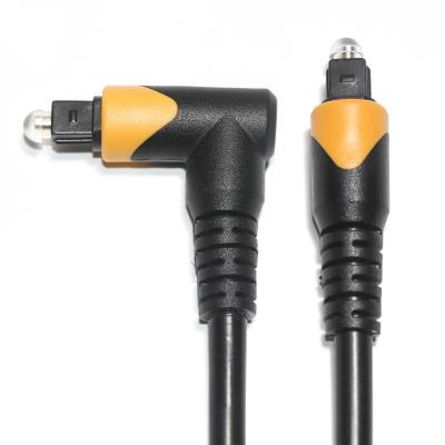 China Factory Outlet Toslink Optical Fiber Audio Cable Male Black Yellow PVC 90° Square toslink plastic optical cable for sale