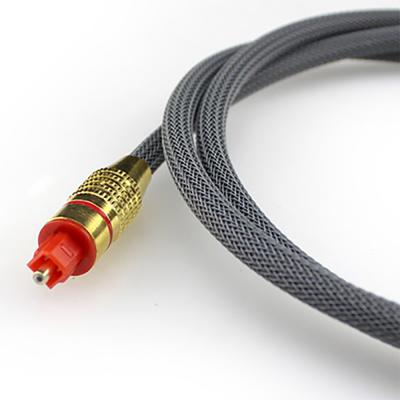 China Toslink Digital Optical Fiber Cable Woven Net Plated Gold Shell Red Port 1.2M 2M 3M for soundbar for sale
