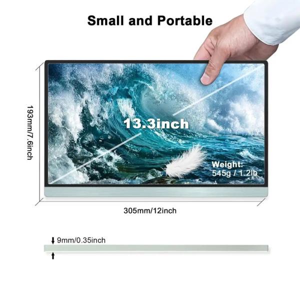 Quality Portable Usb C Touch Screen Monitor 13.3 Inch FHD IPS 10-Point Travel Monitor for sale