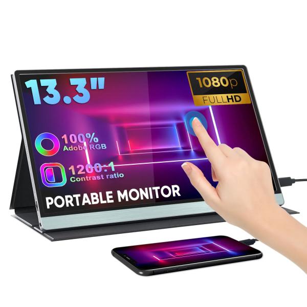 Quality Portable Usb C Touch Screen Monitor 13.3 Inch FHD IPS 10-Point Travel Monitor For Laptop for sale