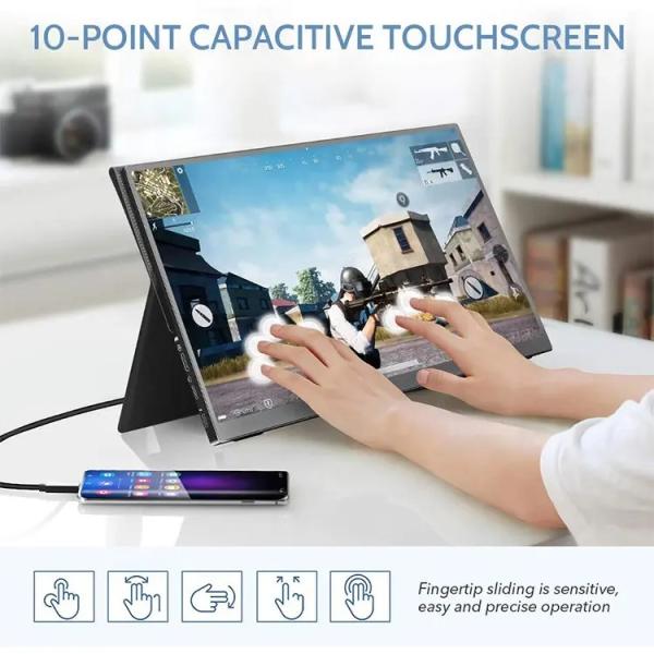 Quality 100% Color Gamut Touch 4K Portable External Monitor 15.6 Inch Built in Battery for sale