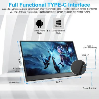 Quality 14inch 1000:1 Contrast Ratio Portable Monitor Touchscreen For Mobile Compatibili for sale