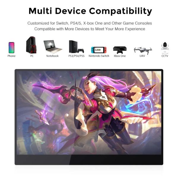 Quality 13.3 15.6 16 17.3 Inch USB-C Built In Battery Portable Monitor 10000mAh 4K For for sale