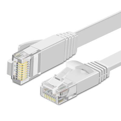 China New Design Cat6 RJ45 Cpnnector Jack Computer LAN Networking Patch Cord White Tangle free UTP Cat6 Flat Patch Cord for sale