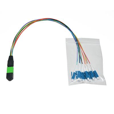 China 24F MPO/APC-LC fanout cable data center mpo fiber optic patch cord for sale