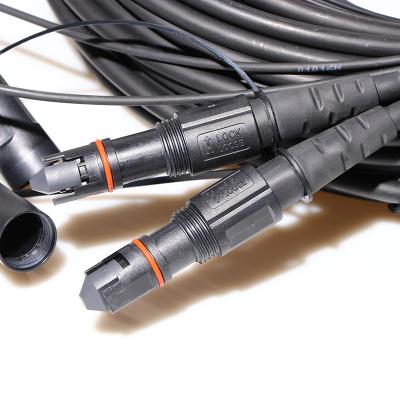 China Mini(IP-MPO)(M)Elite-LC SM 24F 7.0mm LSZH Black 30m outdoor Waterproof IP68 Cable MPO to LC Patch Cord for sale
